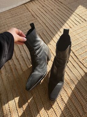 Mango Black Pointed-Toe Ankle Booties